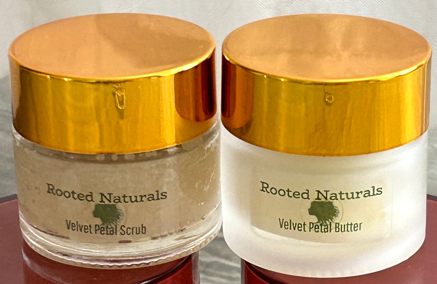 Rooted Naturals Velvet Petal Ritual Set lip care duo